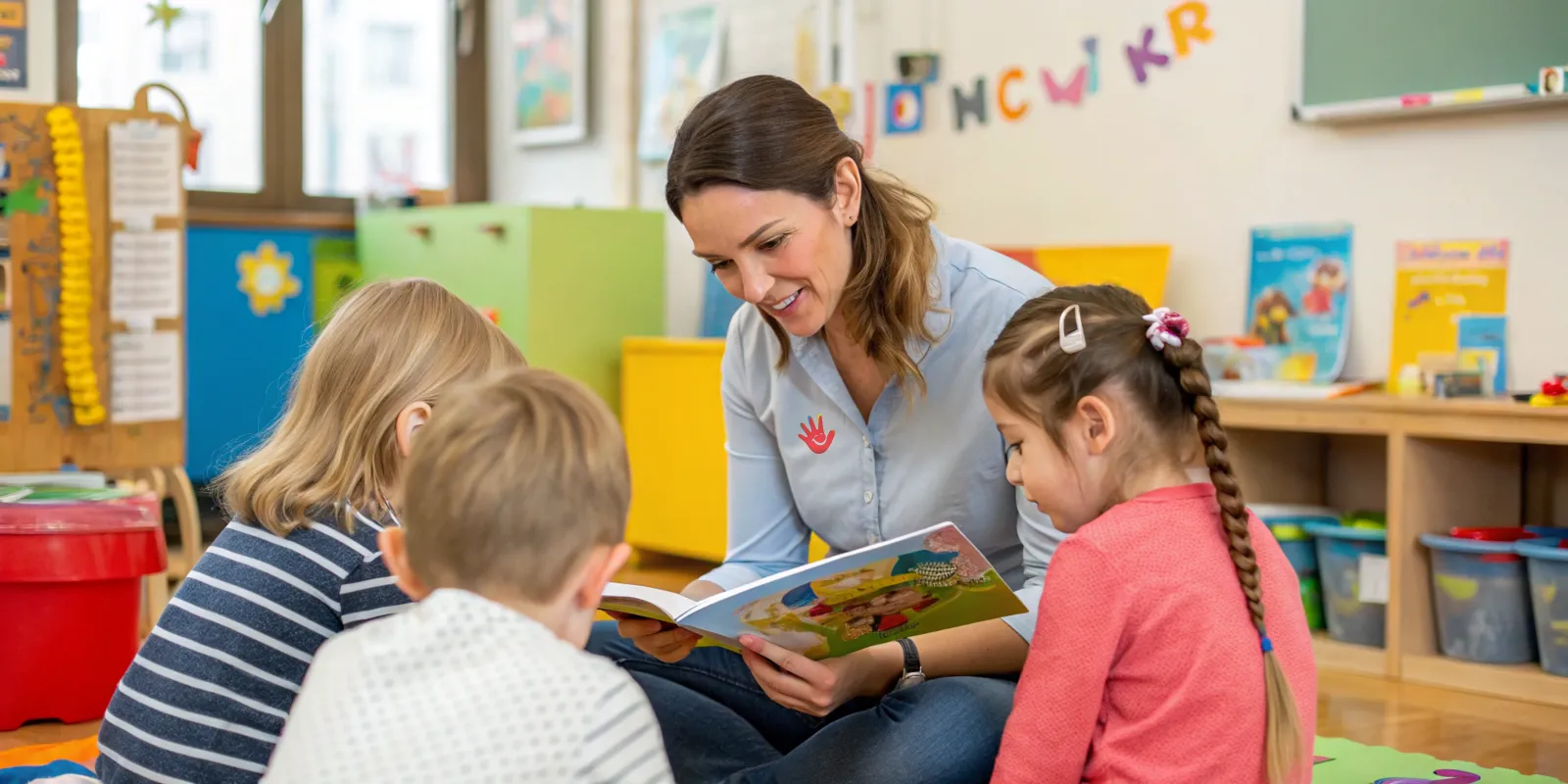 maestra leyendo cuento a los alumnos
